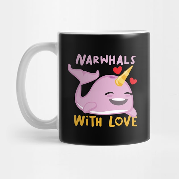 Narwhals with love smiling design for narwhale lover by Uncle Fred Design